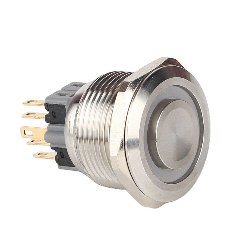 28 মিমি আলোকিত ধাতব চাপ বোতাম সুইচ গোলাকার 500V রিং টাইপ LED