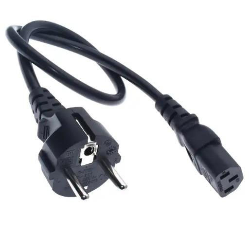প্লাগ ইউরোপীয় AC পাওয়ার কর্ড 250V লাইটওয়েট স্ট্রেইট IEC C13 পাওয়ার কর্ড