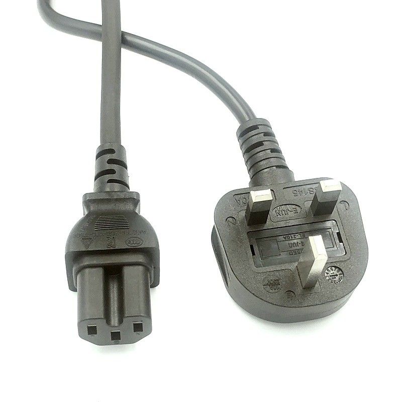 IEC UK AC পাওয়ার কর্ড 1.5M 3 প্রং প্লাগ মেইন লিড কেবল 5Ft