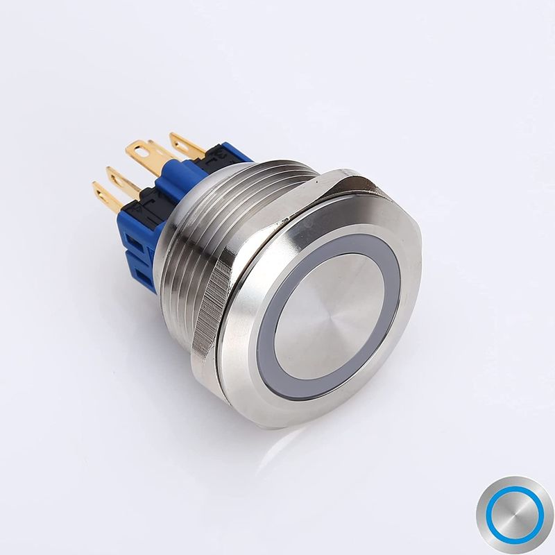 28 মিমি আলোকিত ধাতব চাপ বোতাম সুইচ গোলাকার 500V রিং টাইপ LED