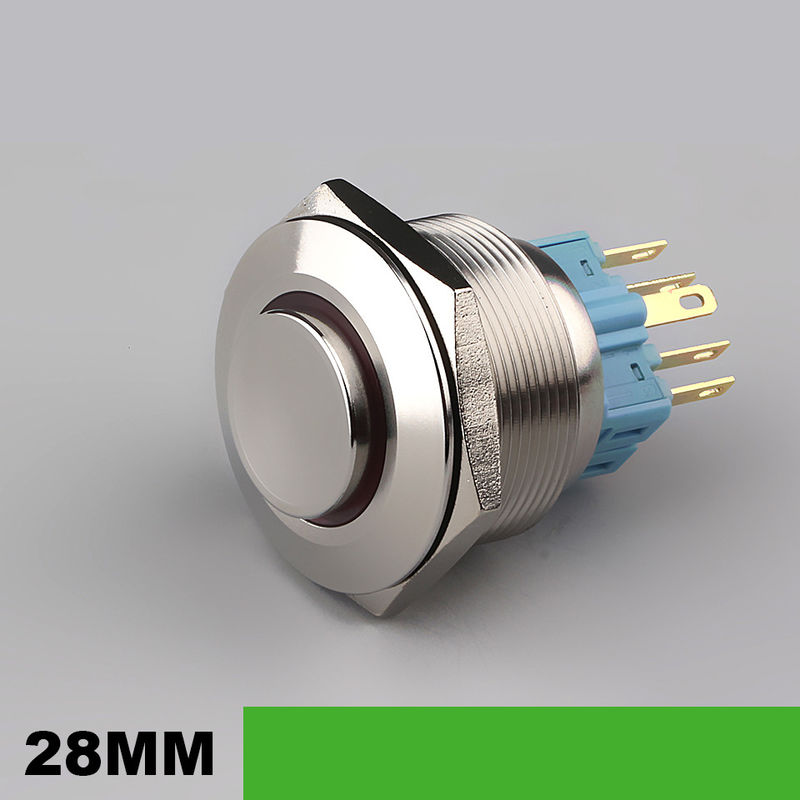 28 মিমি আলোকিত ধাতব চাপ বোতাম সুইচ গোলাকার 500V রিং টাইপ LED