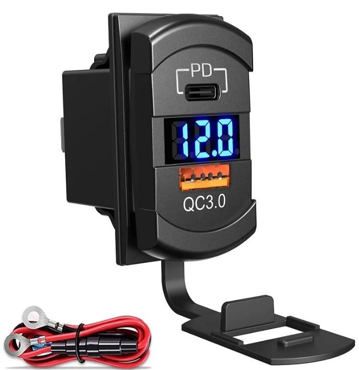 12v 24v ইউএসবি চার্জার রকার সুইচ দ্রুত চার্জ সকেট জলরোধী দ্রুত দ্বৈত পিডি কিউসি 3.0 গাড়ি নৌকা জন্য