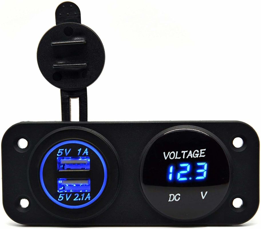 DC 12V 24V LED ডিজিটাল ভোল্টমিটার ডুয়াল ইউএসবি আউটলেট পাওয়ার সকেট প্যানেল 3.1A চার্জার