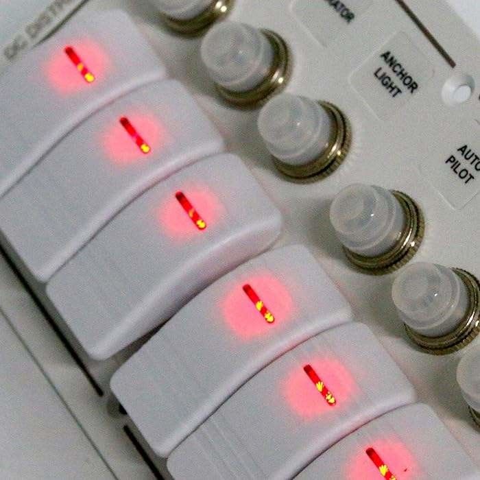 12-24V 6 গ্যাং বোট সুইচ প্যানেল ব্লু LED রকার অন-অফ অপশনাল সার্কিট ব্রেকার