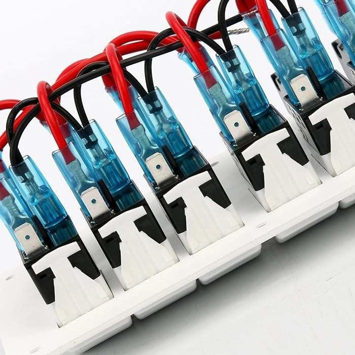 12-24V 6 গ্যাং বোট সুইচ প্যানেল ব্লু LED রকার অন-অফ অপশনাল সার্কিট ব্রেকার